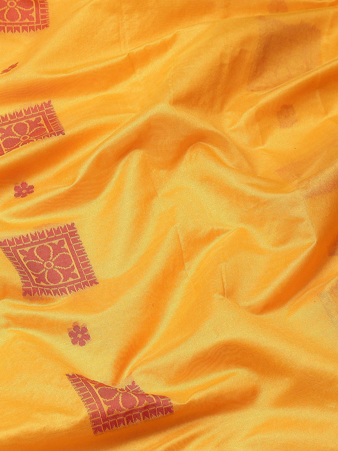 Yellow Resham & Woven Banarasi Silk Saree with Geometrical Motifs
