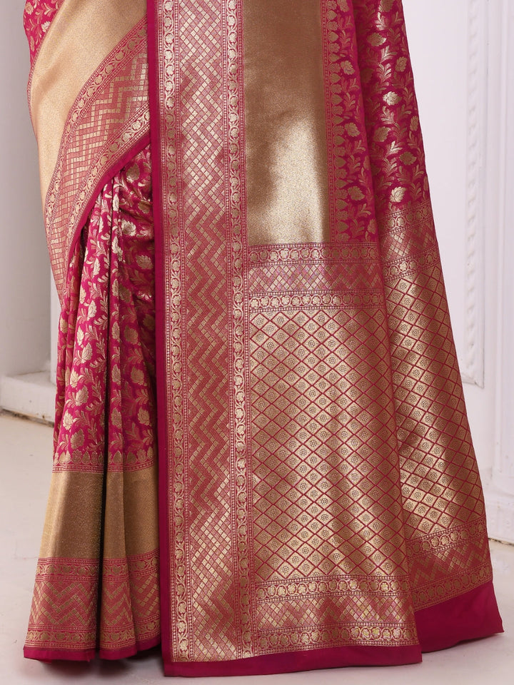 Magenta & Golden Woven Design Banarasi Saree