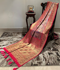 Exquisite Red and Gold Silk Saree