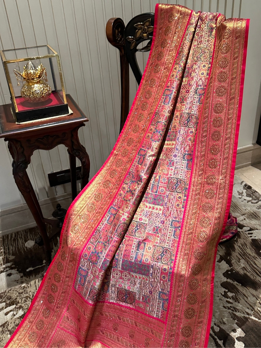 Exquisite Red and Gold Silk Saree