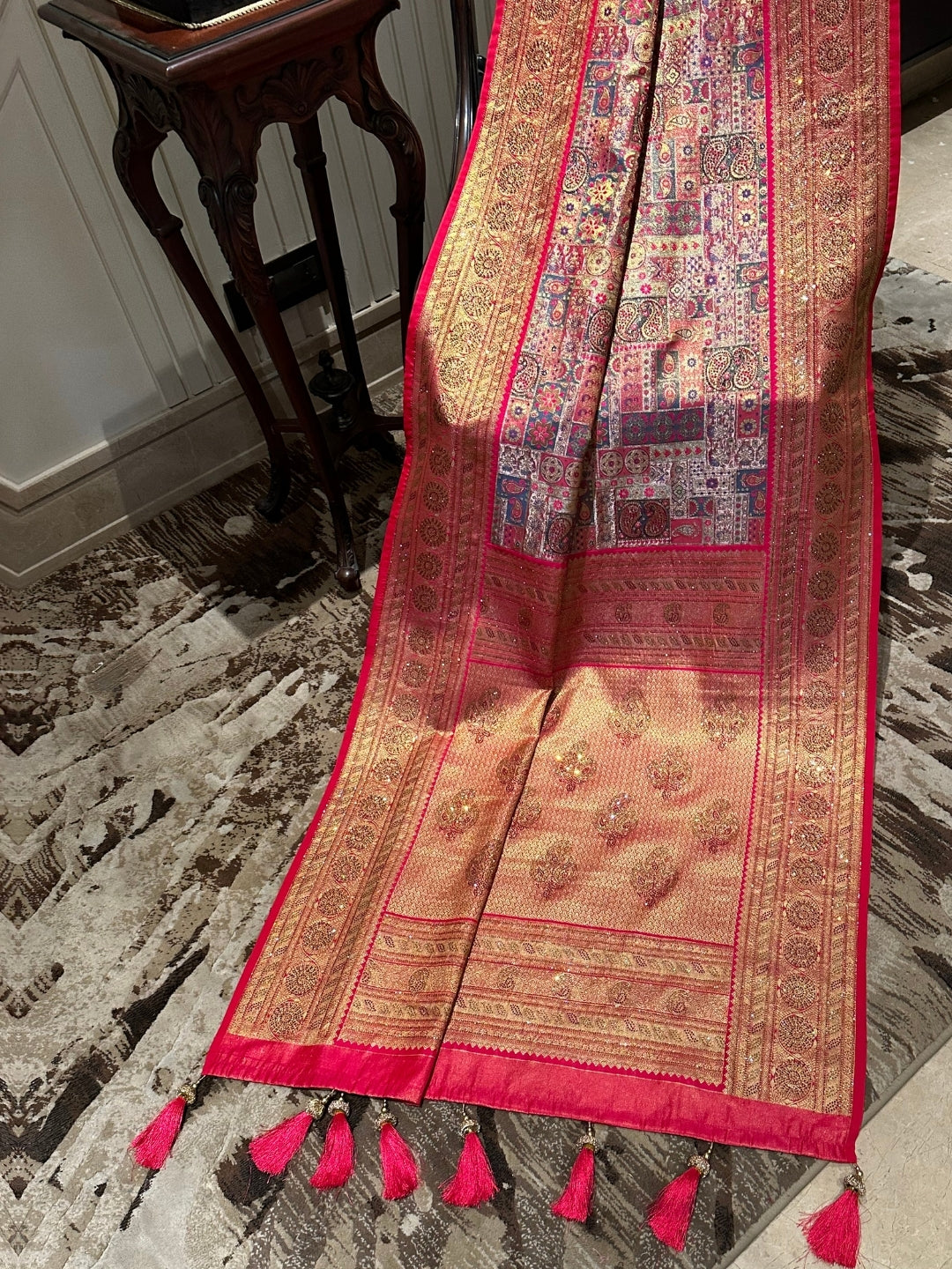 Exquisite Red and Gold Silk Saree