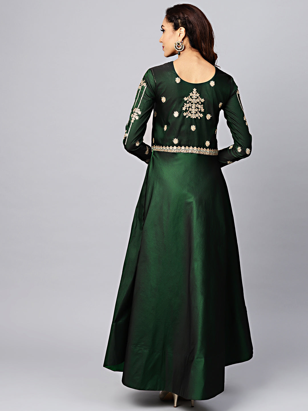 Embellished Gown with Zari and Resham Jeweled Pattern Neckline