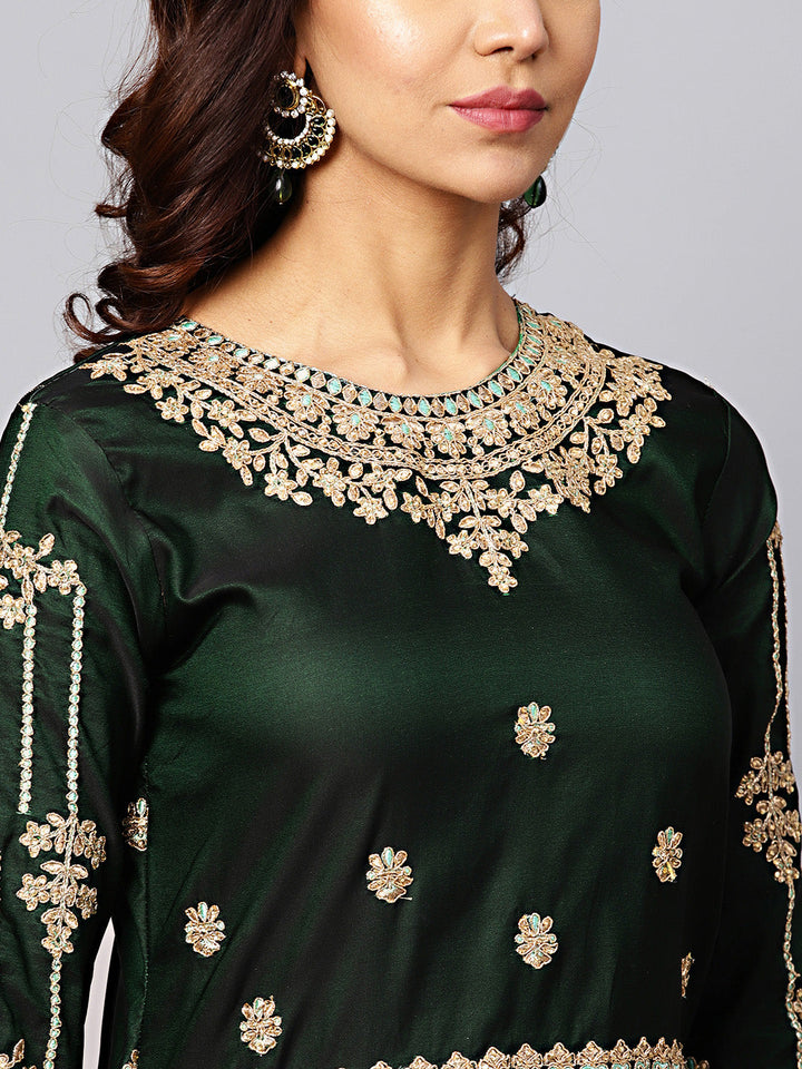 Embellished Gown with Zari and Resham Jeweled Pattern Neckline