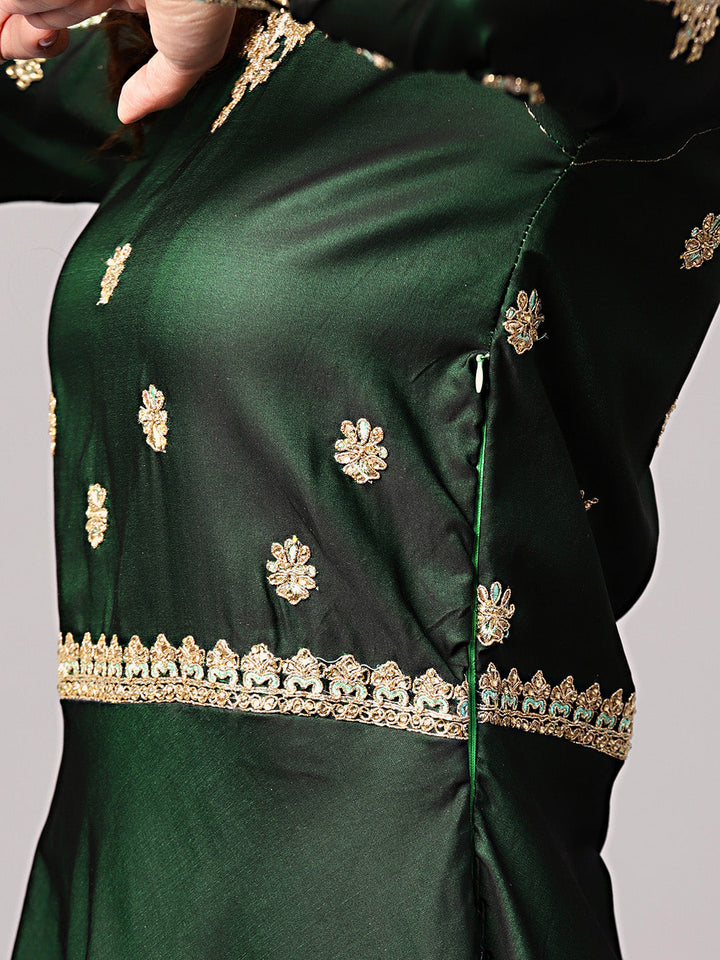 Embellished Gown with Zari and Resham Jeweled Pattern Neckline