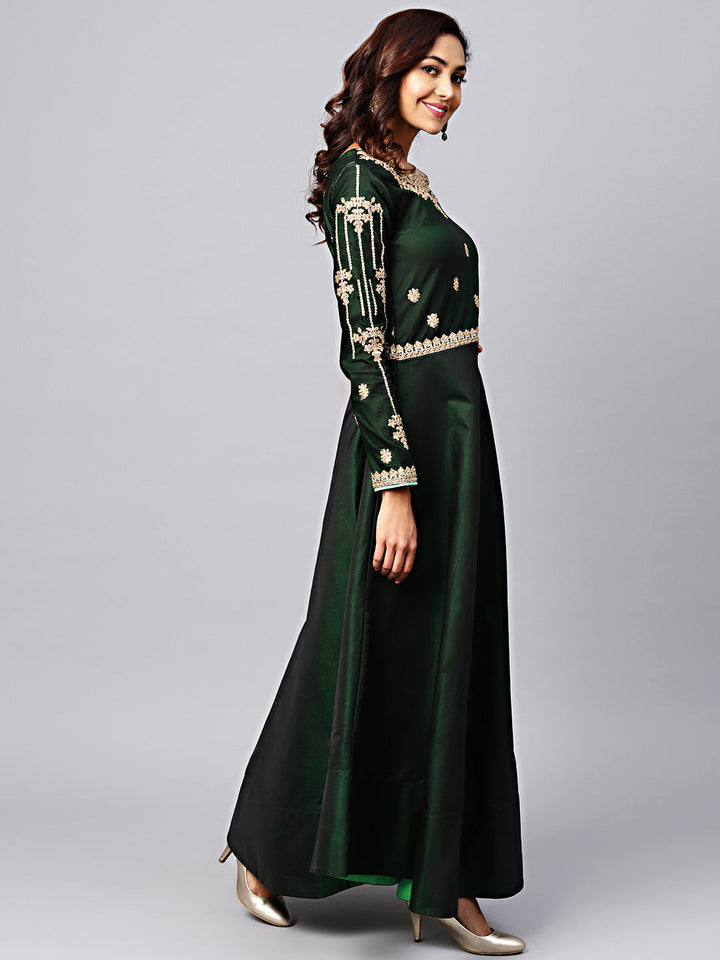 Embellished Gown with Zari and Resham Jeweled Pattern Neckline