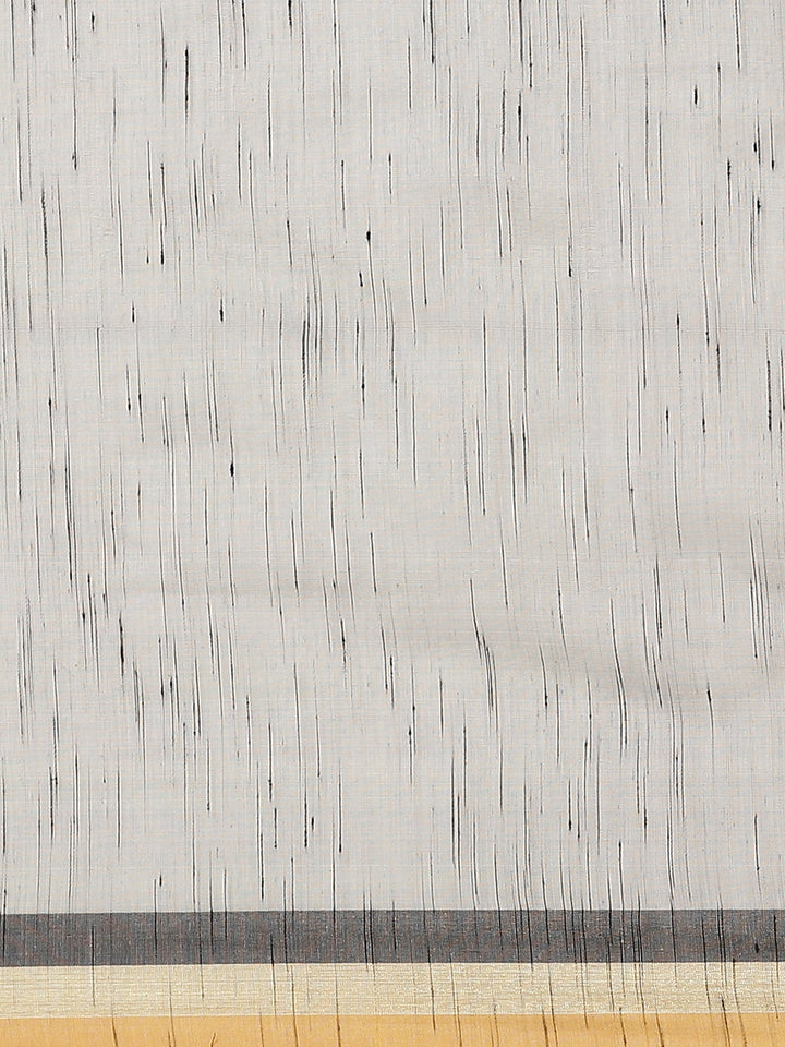 Grey Mangalagiri Jute Silk Saree with Colorblocked Contrast Color Striped Border & Pallu