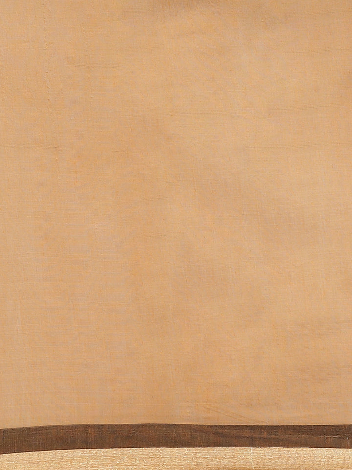 Grey Mangalagiri Jute Silk Saree with Colorblocked Contrast Color Striped Border & Pallu