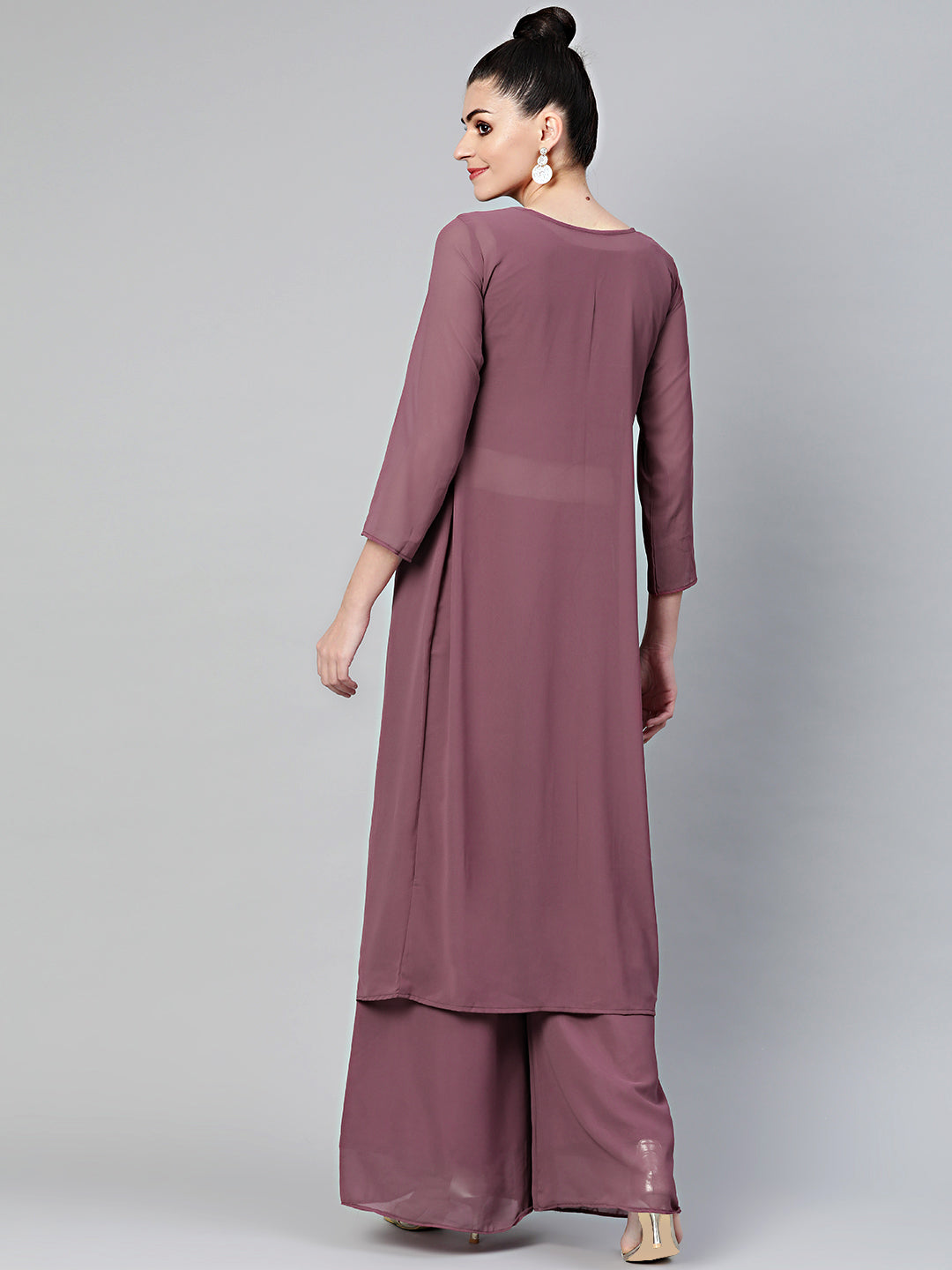 Embellished Kurta Pallazo Set with front open jacket