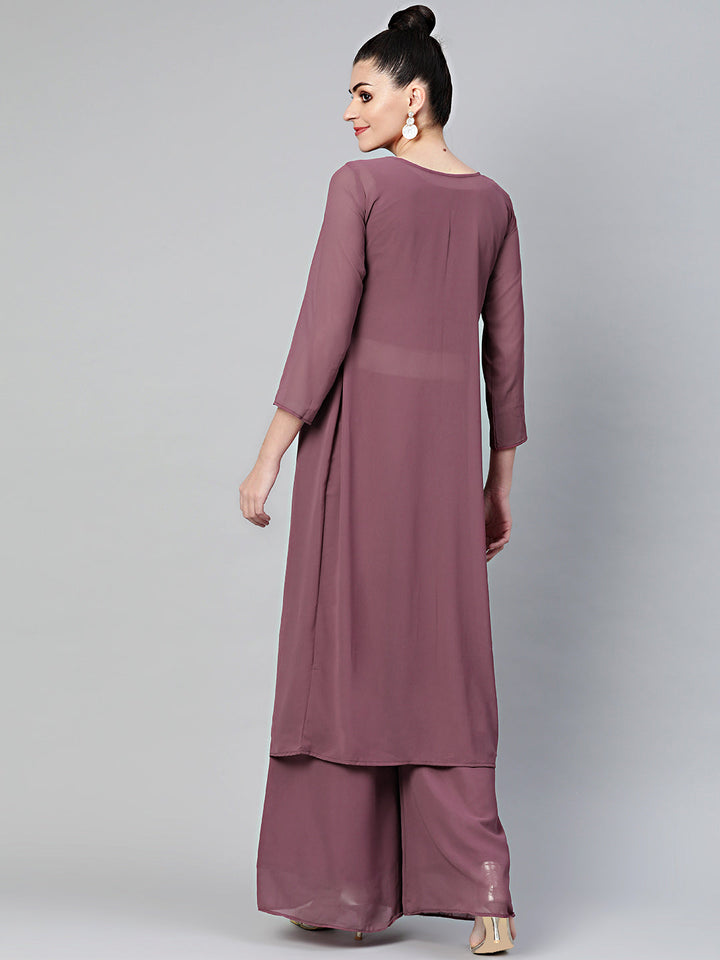 Embellished Kurta Pallazo Set with front open jacket