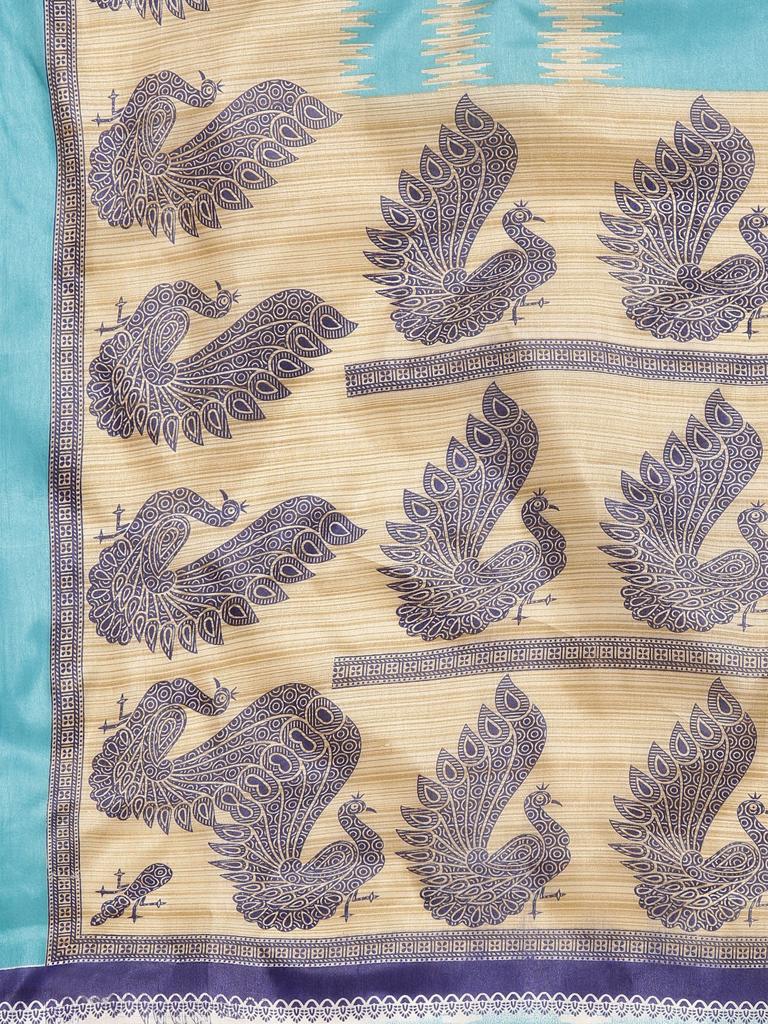 Printed Bhagalpuri Saree with Traditional Patola Peacock Pattern