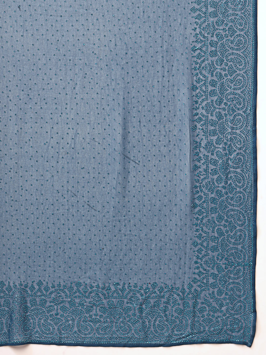 Persian Blue Crystal Embellished Georgette Cocktail Bling Saree
