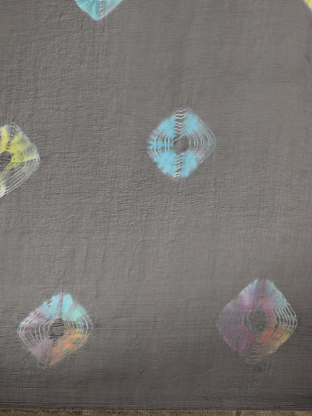 Chiffon Bandhani Saree with Gharchola pattern and Zari Gold Border