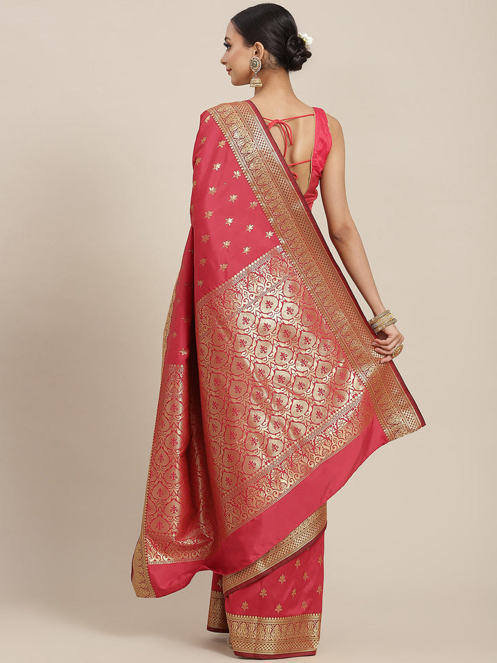 Zari Woven Mysore Silk Bridal Handloom Saree with Floral motifs