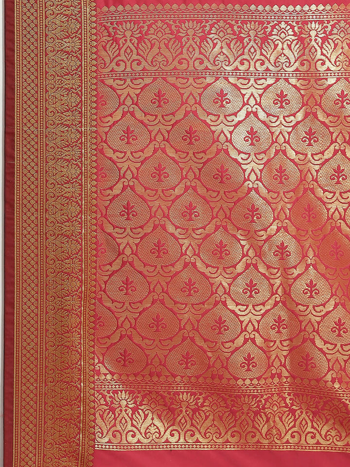 Zari Woven Mysore Silk Bridal Handloom Saree with Floral motifs