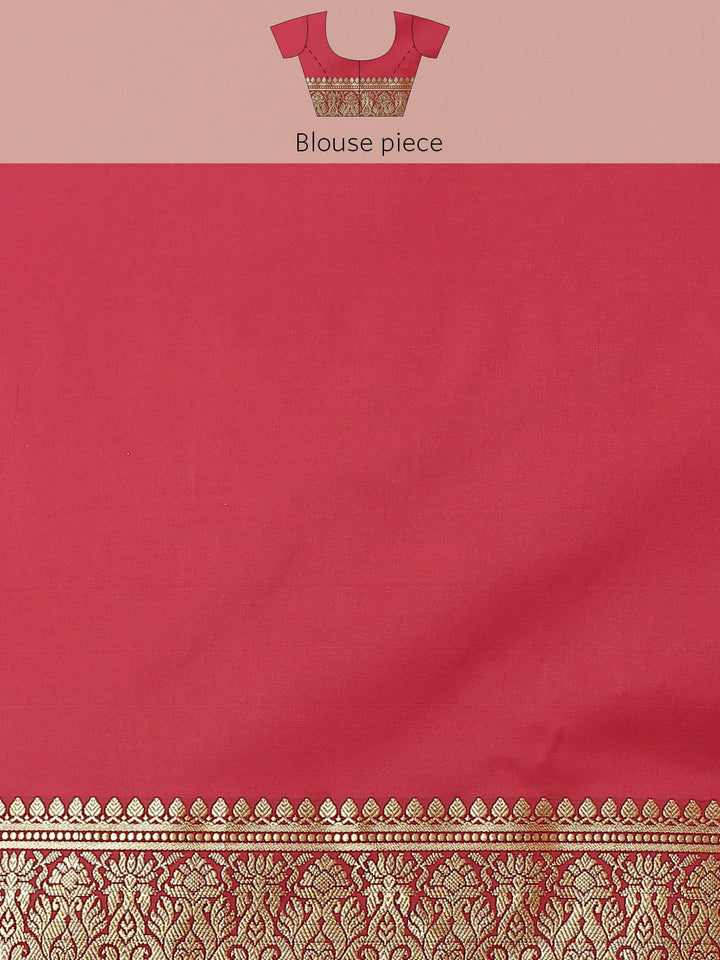 Zari Woven Mysore Silk Bridal Handloom Saree with Floral motifs