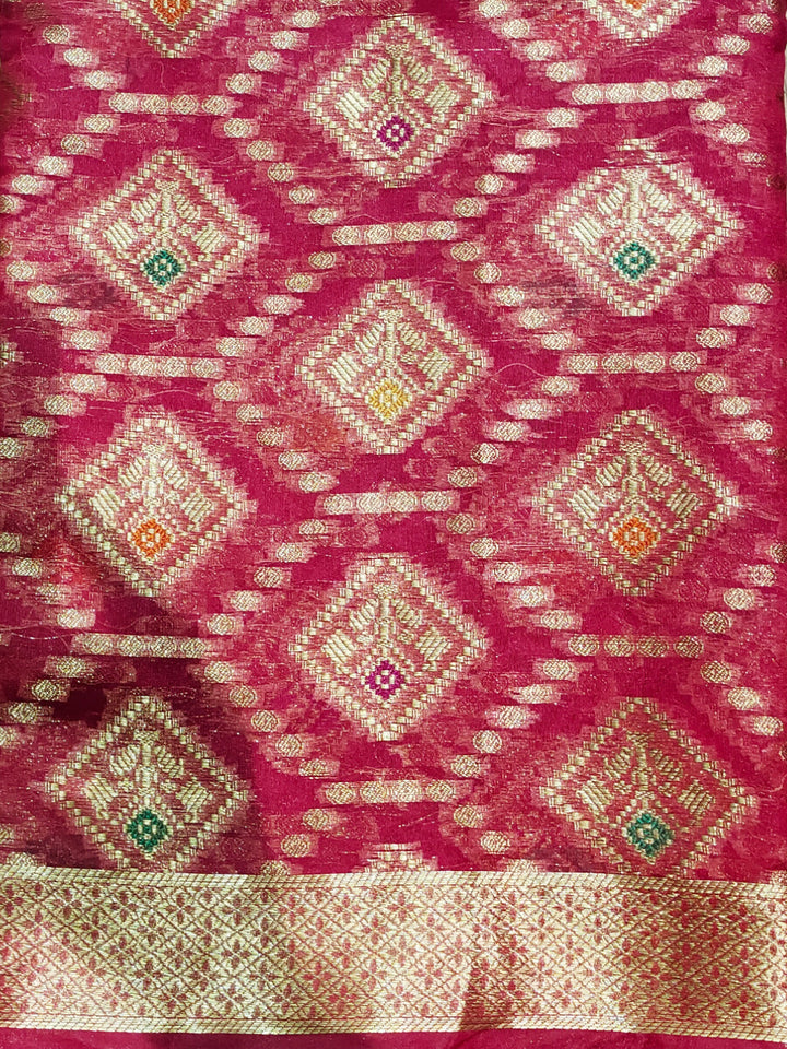 Chanderi Silk Resham & Zari Woven Meenakari Saree