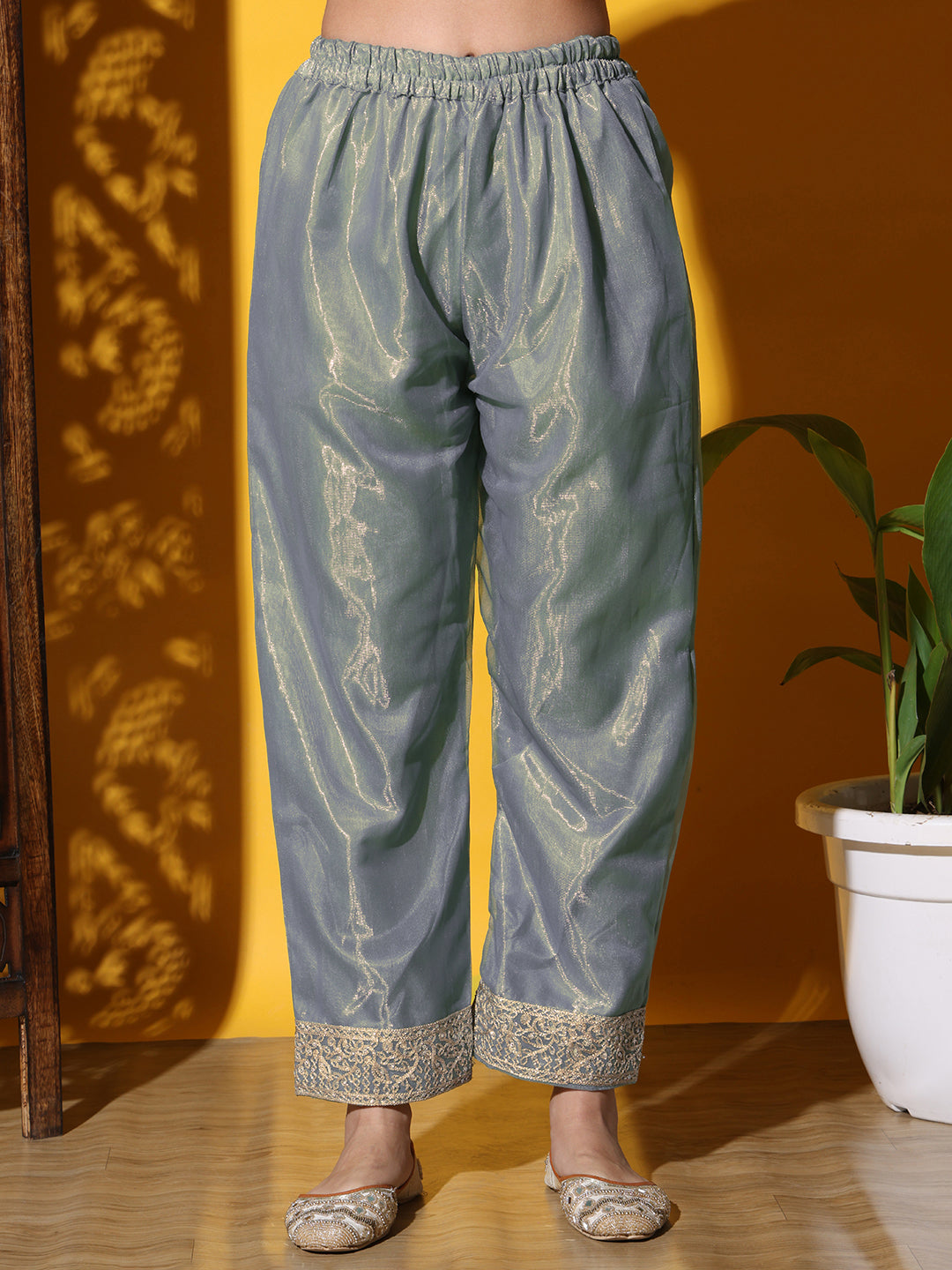 Dori Embroidered & Mirror Work Organza Kurta Set