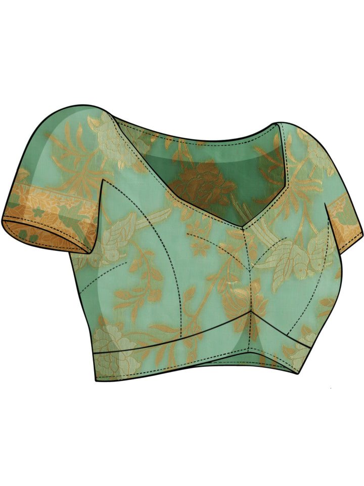 Cotton Silk Saree with Intricate Resham woven Floral and Bird Motifs