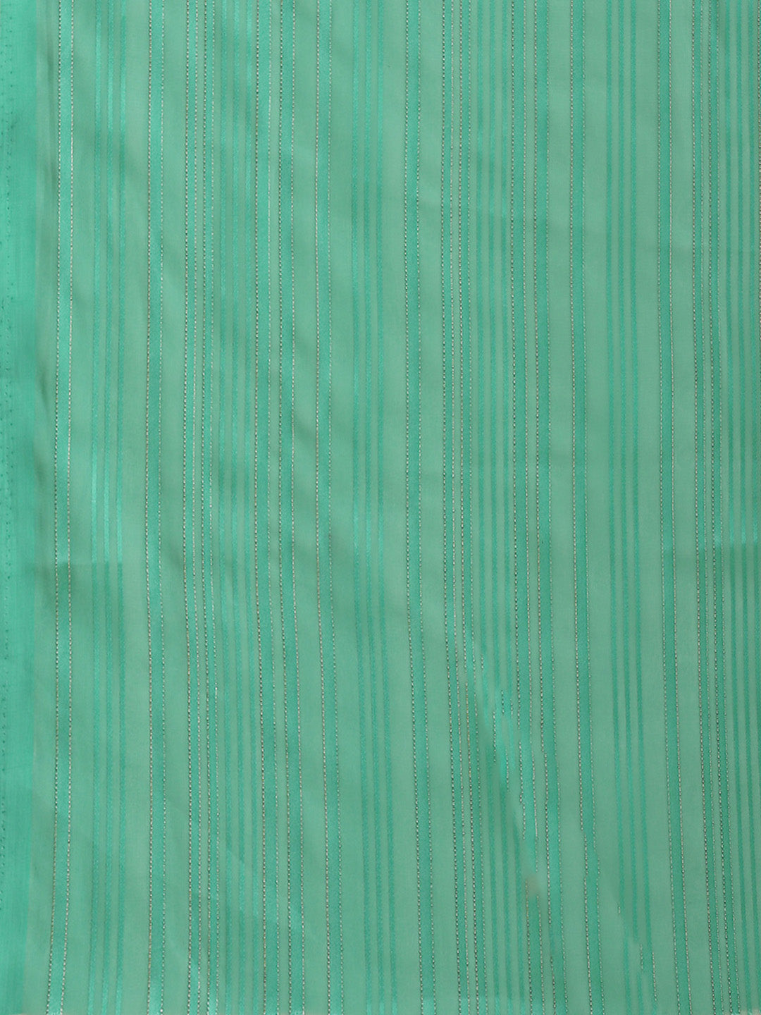 Teal Ombre Georgette Satin & Lurex Woven Saree With Embellished Blouse