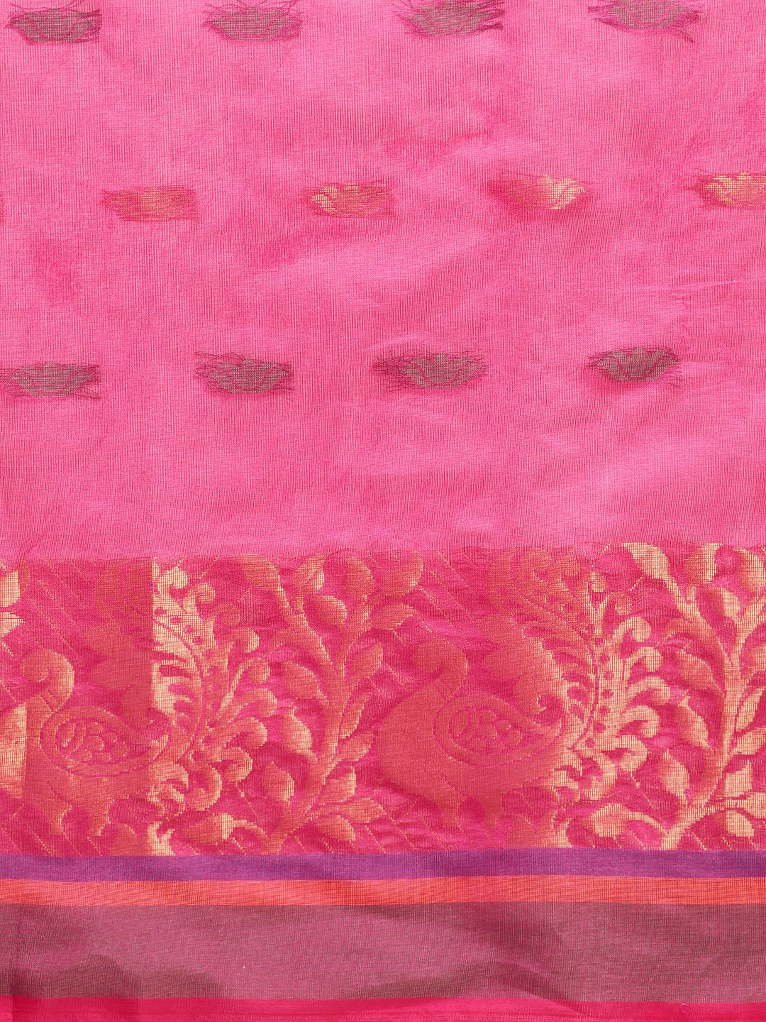 Chanderi Silk Saree with Zari Woven Peacock Pattern