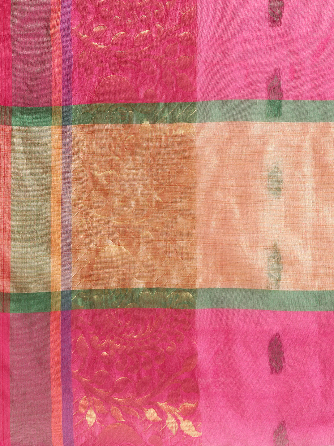 Chanderi Silk Saree with Zari Woven Peacock Pattern