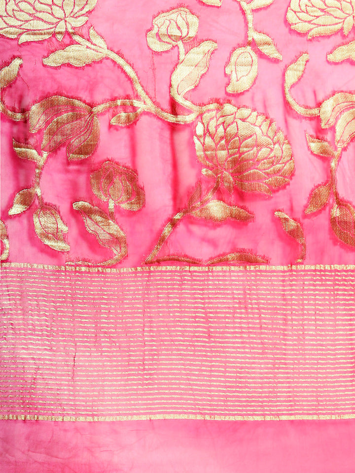 Ombre Mysore Georgette Saree with Floral Zari Weaving