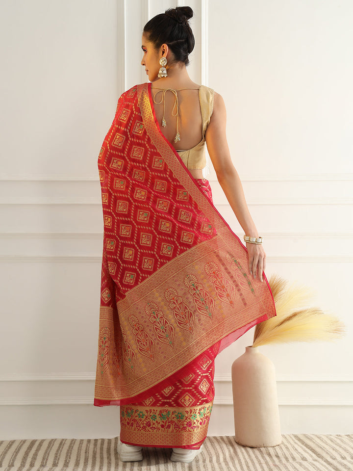 Chanderi Silk Resham & Zari Woven Meenakari Saree