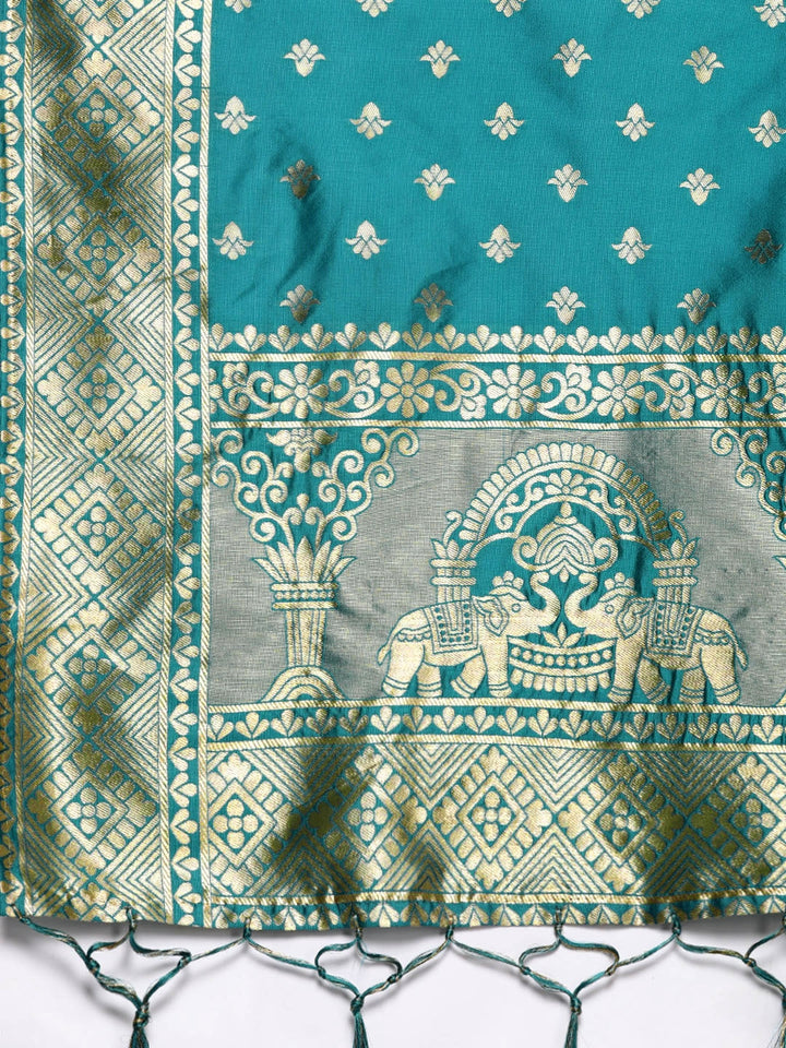 Magenta Semi Stitched Banarasi Silk Lehenga with Resham Weaving