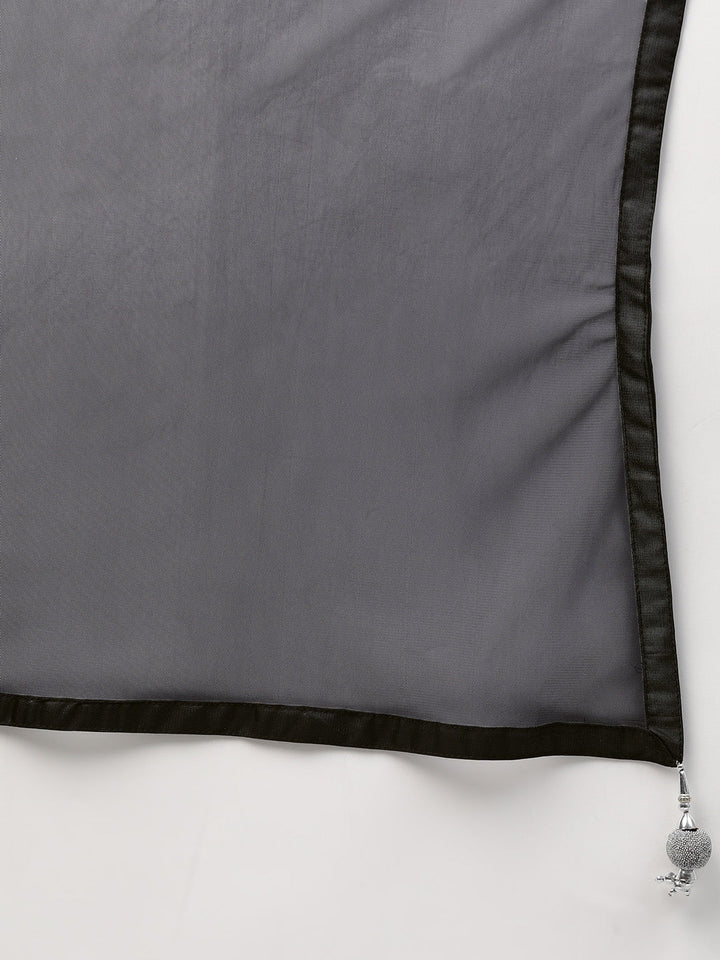 Silk Layered Cocktail Gown with Embellished Neckline