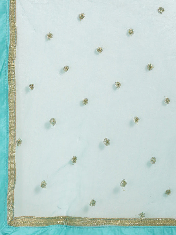 Jewelled Neckline Kurta with Embroidered Pallazo
