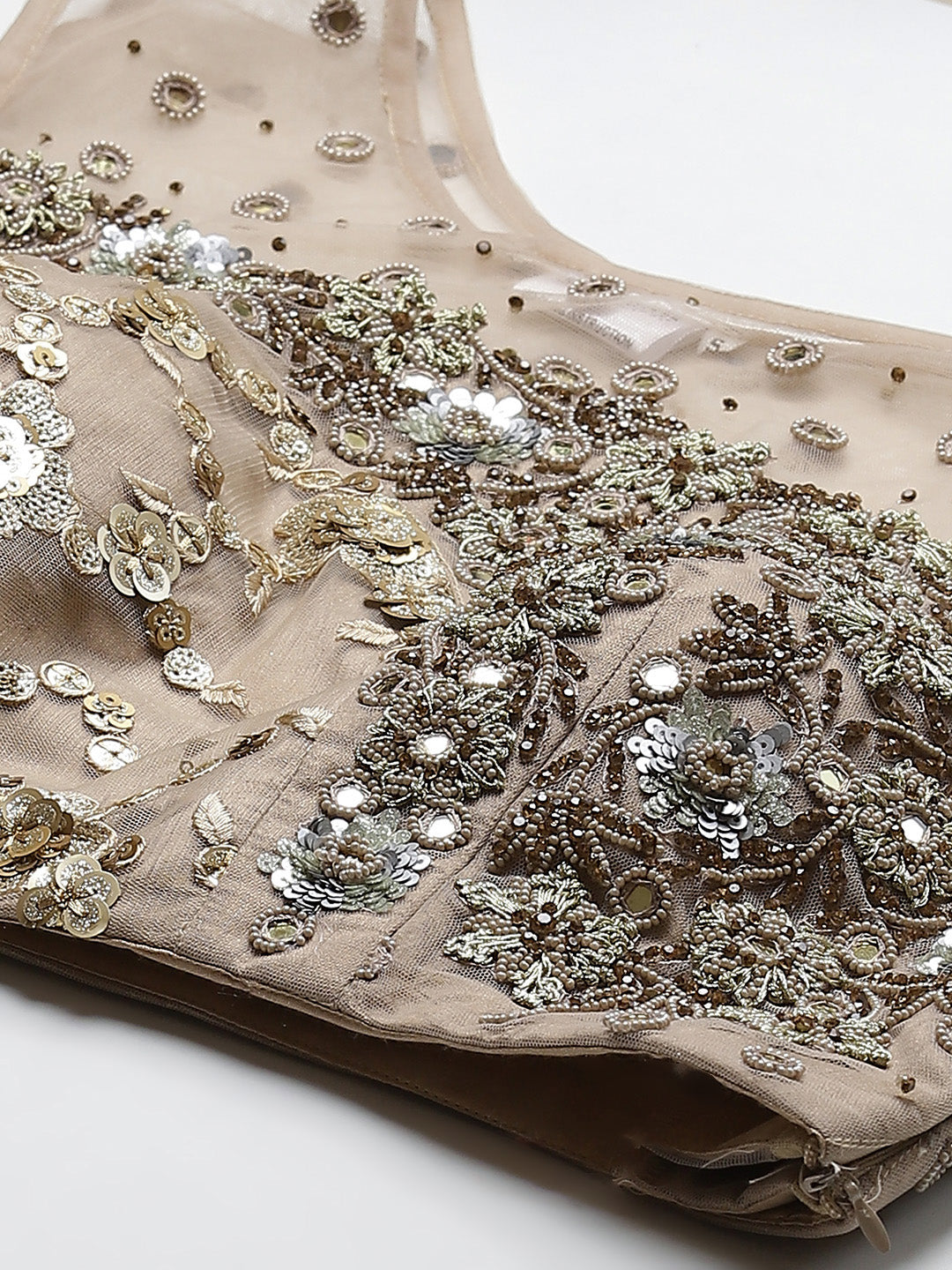 Made to Measure Gold Frills & Layers Lehenga Set With Mirror & Sequence Embroidery