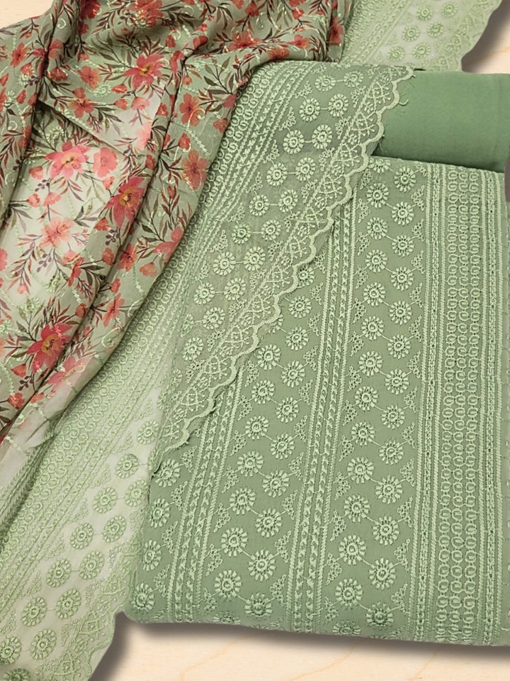 Chhabra 555 Chikankari Schiffli Embroidery Suit with Sequin Embellishment & Digital Print Dupatta