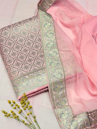Chhabra 555 Banarasi Brocade Unstitched Suit Dupatta with Flowy Chiffon Dupatta & Intricate weaving