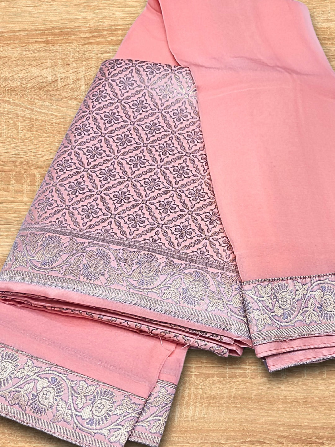 Banarasi Brocade Unstitched Suit Dupatta with Flowy Chiffon Dupatta & Intricate weaving
