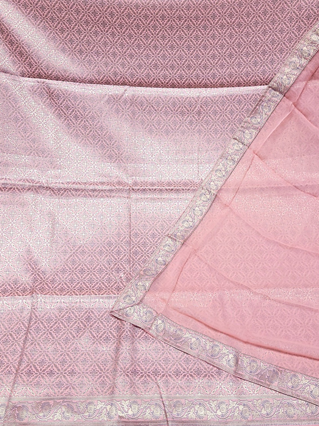 Banarasi Brocade Unstitched Suit Dupatta with Flowy Chiffon Dupatta & Intricate weaving