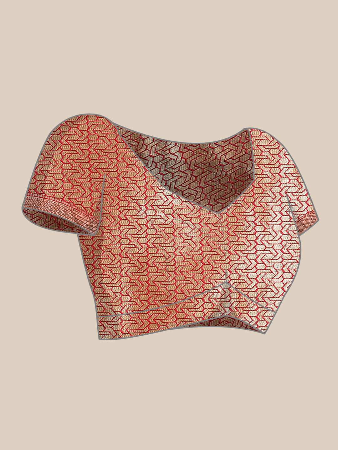 Coral Traditional Banarasi saree with Gold & Silver Zari Mughal motifs