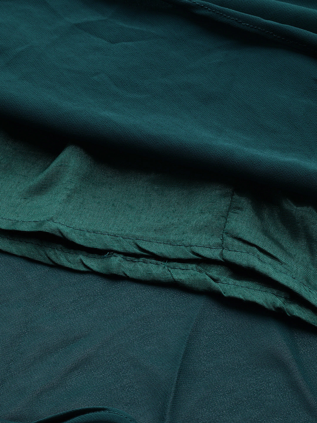 Made to Measure Teal Mirror Work Embellished Layered Dress with Attached Cape