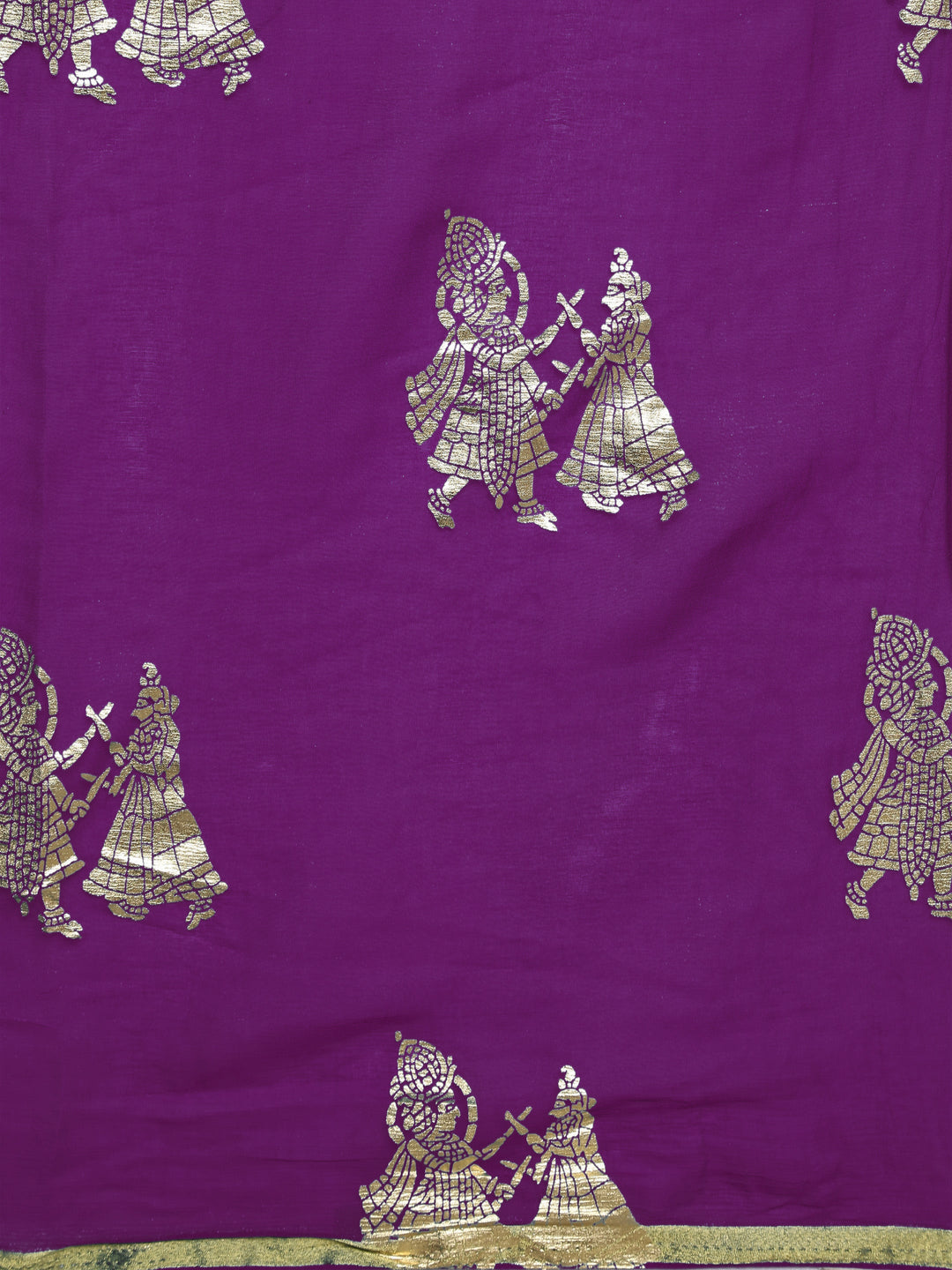Chiffon Foil Print Party Wear Saree with Ethnic Radha Kishan Motifs