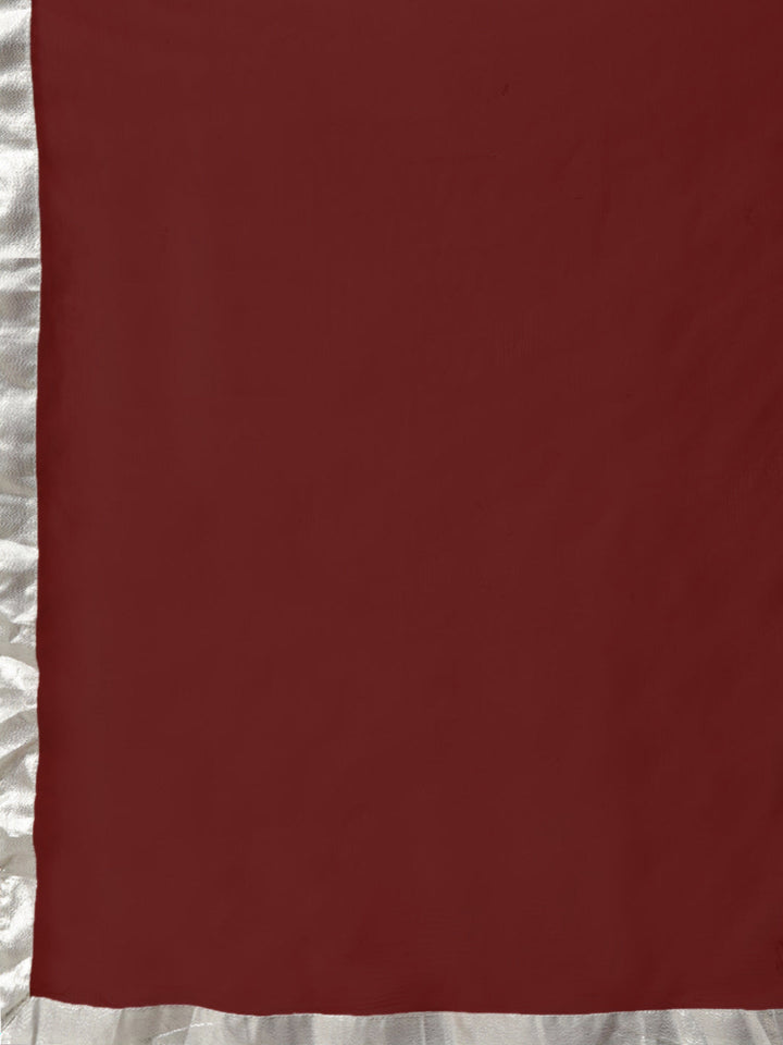 Made to Measure Maroon Kurta Pallazo Set with Gotta Patti Embroidery & Chiffon Dupatta