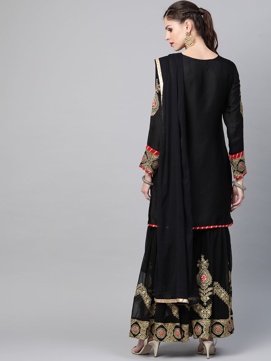 Embellished Kurta Sharara Set with Zari and Resham