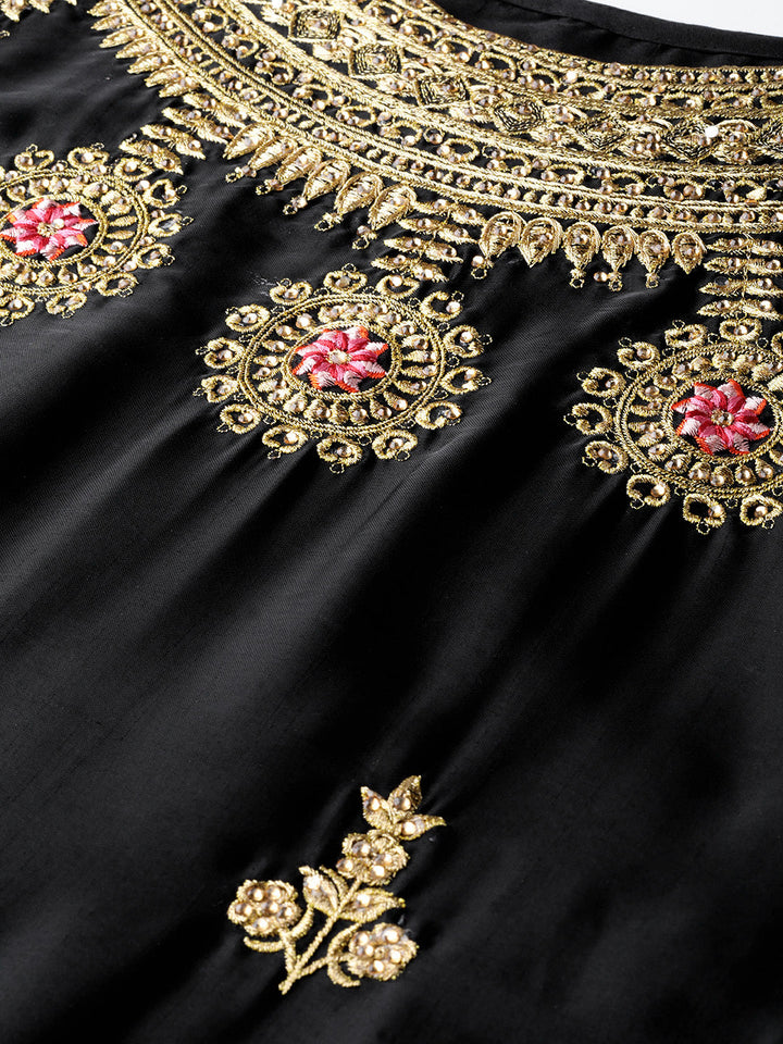 Embellished Kurta Sharara Set with Zari and Resham