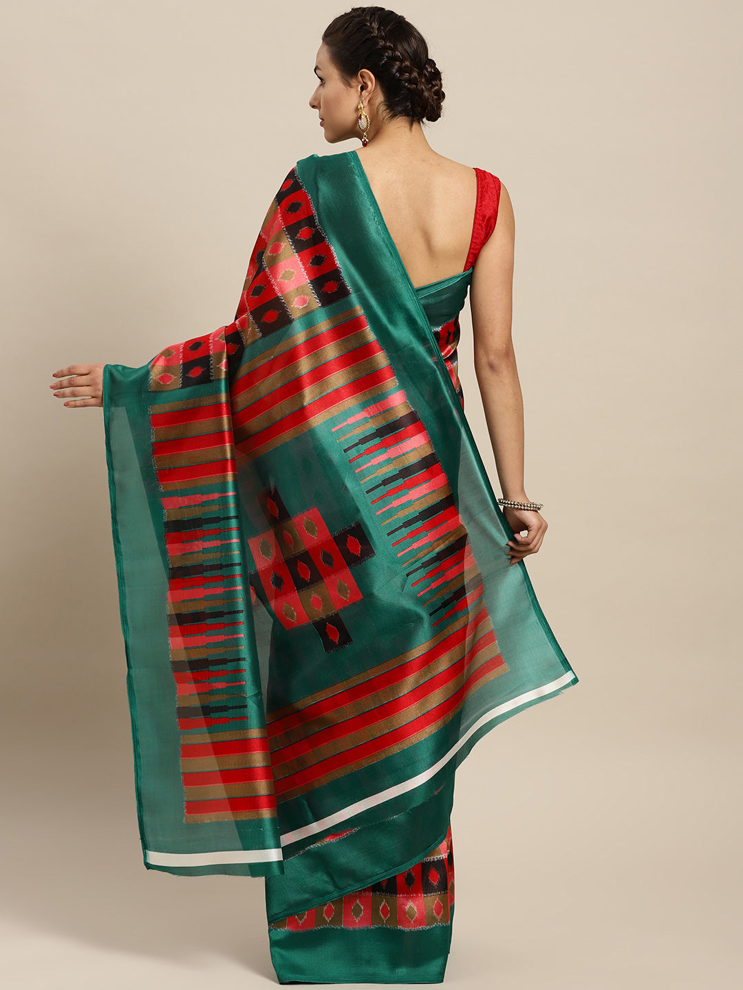 Checked Multicolor Bhagalpuri Printed Art Silk Saree