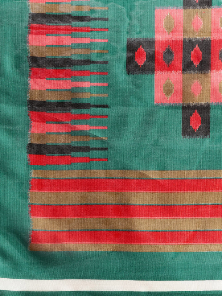 Checked Multicolor Bhagalpuri Printed Art Silk Saree