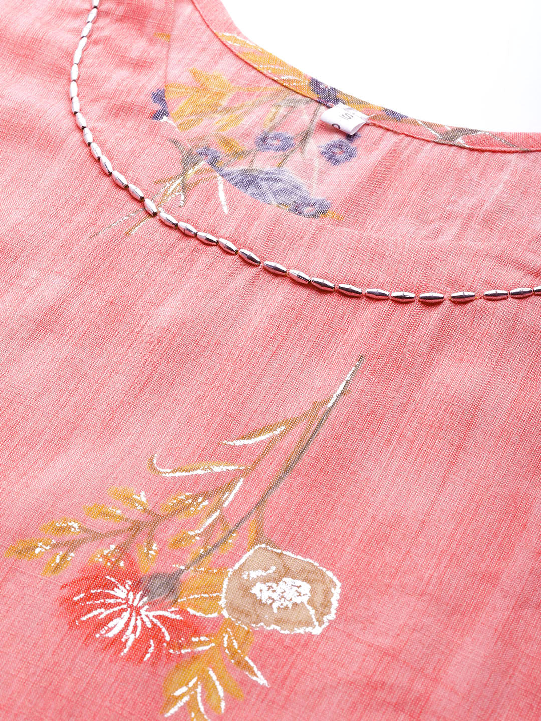 Pastel Pink Floral Digital Print Kurta Pallazo Set Embellished with Crystals