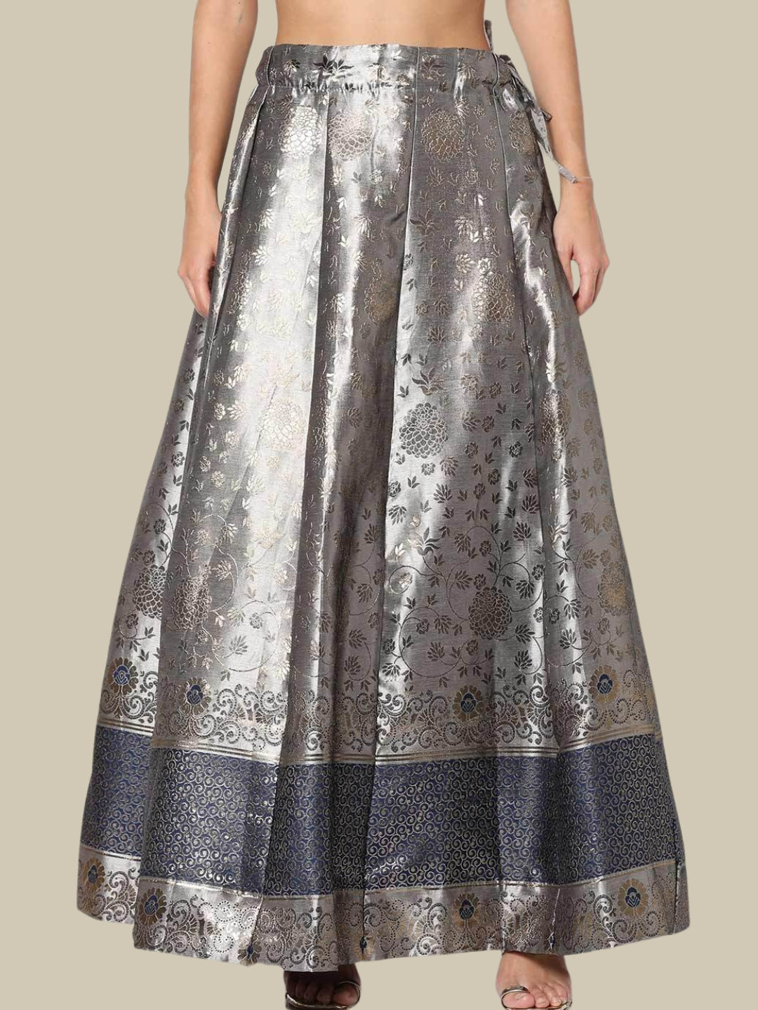 Banarasi Kalidar Lehenga with Contemporary Bell Sleeved Crop top