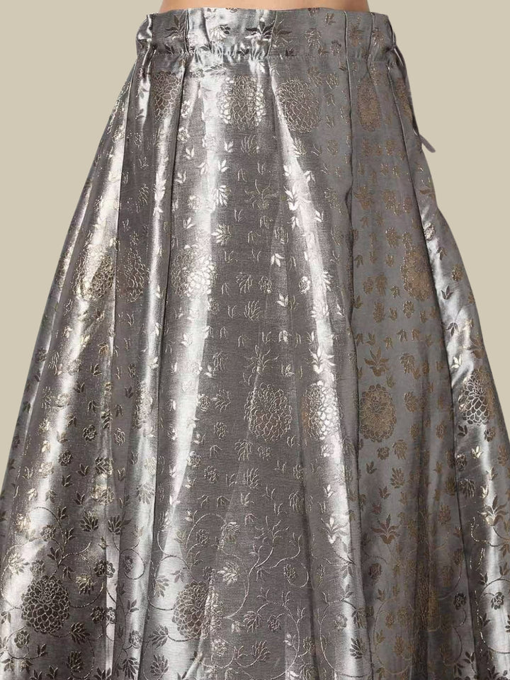 Banarasi Kalidar Lehenga with Contemporary Bell Sleeved Crop top