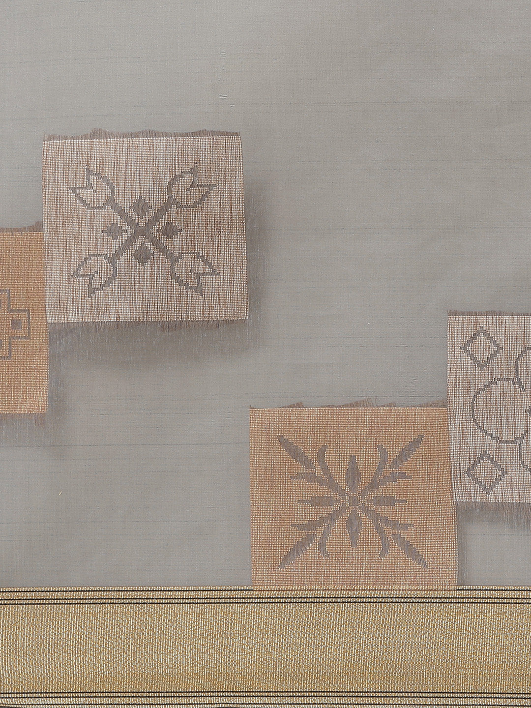 Banarasi Chanderi Heritage Of India Checked Saree with Gold Silver Geometrical Pattern