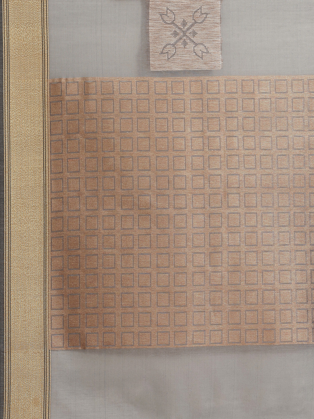 Banarasi Chanderi Heritage Of India Checked Saree with Gold Silver Geometrical Pattern