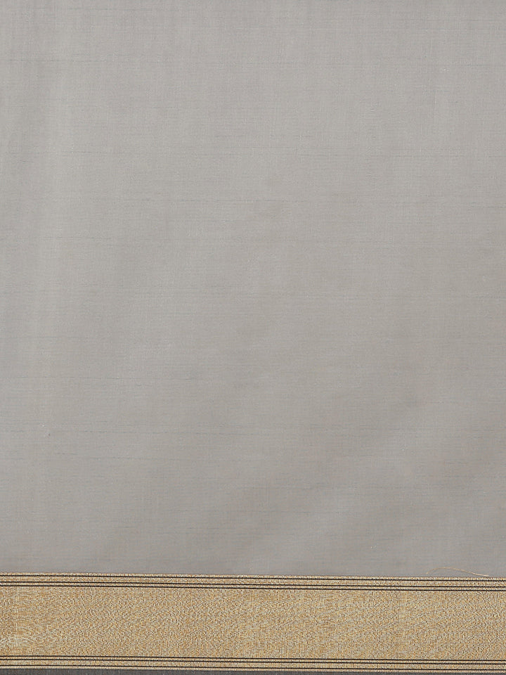 Banarasi Chanderi Heritage Of India Checked Saree with Gold Silver Geometrical Pattern