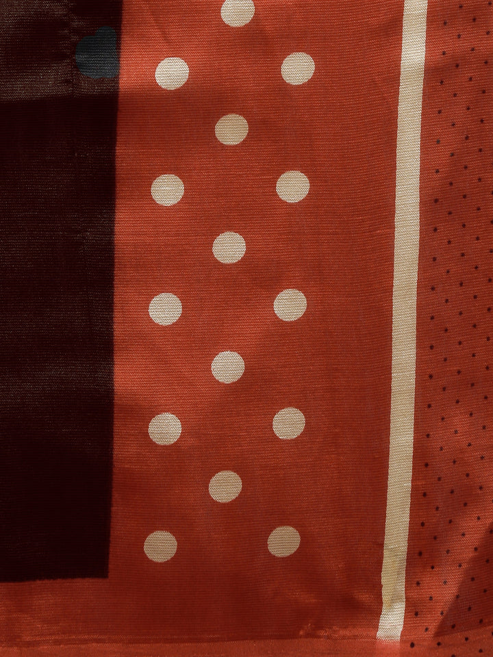 Rust & Beige Art Silk Printed Party Wear Saree